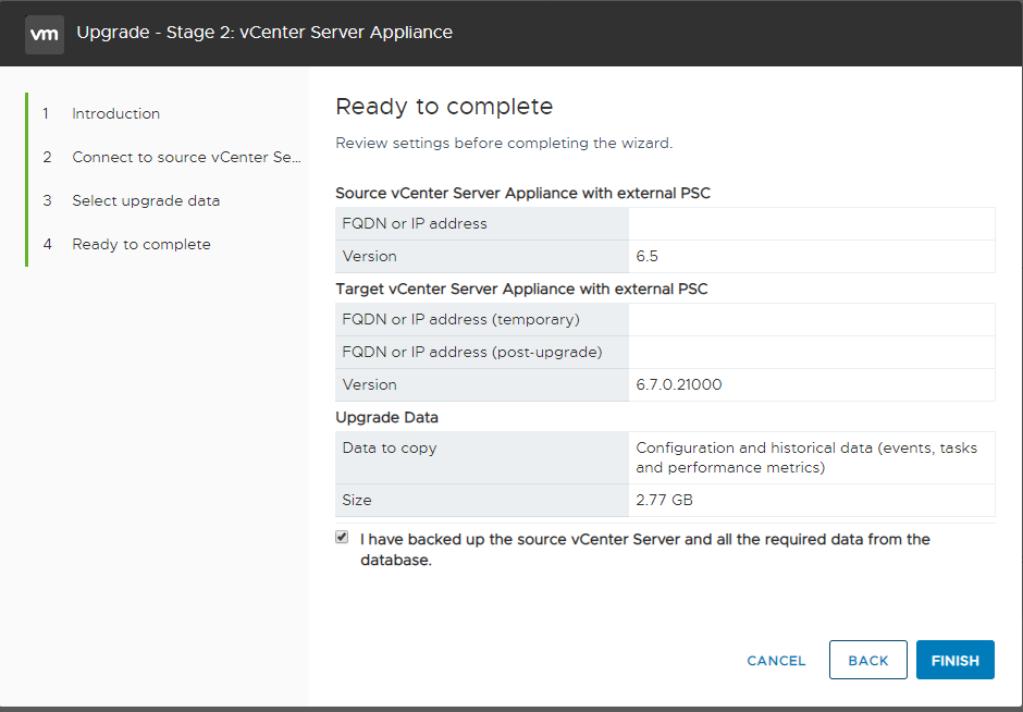 Screenshot of the backup verification