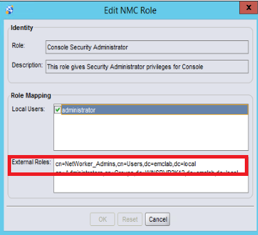 Console Security Administrators External Roles