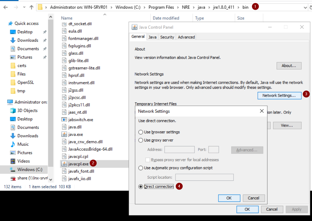 NRE 8 Direct connection