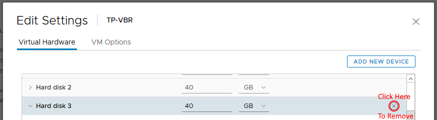 Screenshot of removing the disk