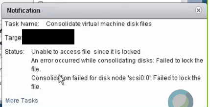 Screenshot of locked file error
