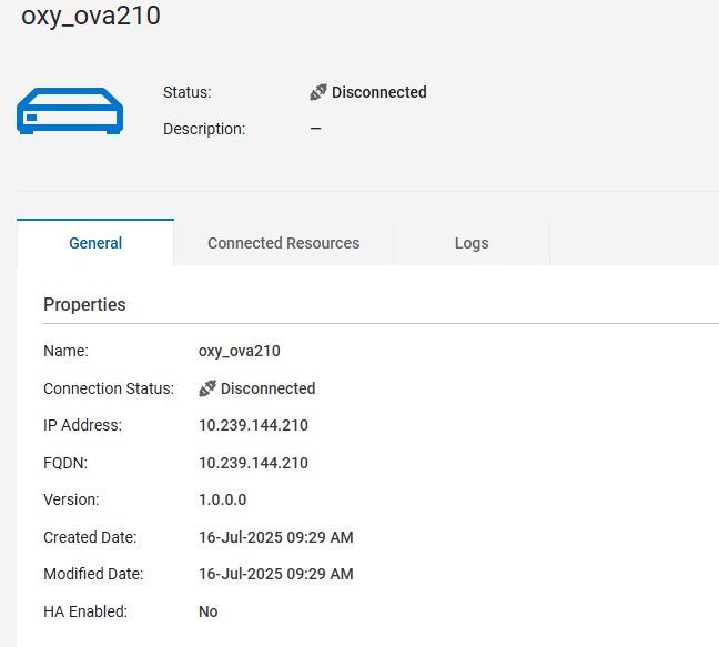 Oxy VM is turned off.