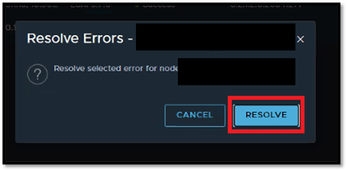 Picture of Click again on RESOLVE to confirm the process.