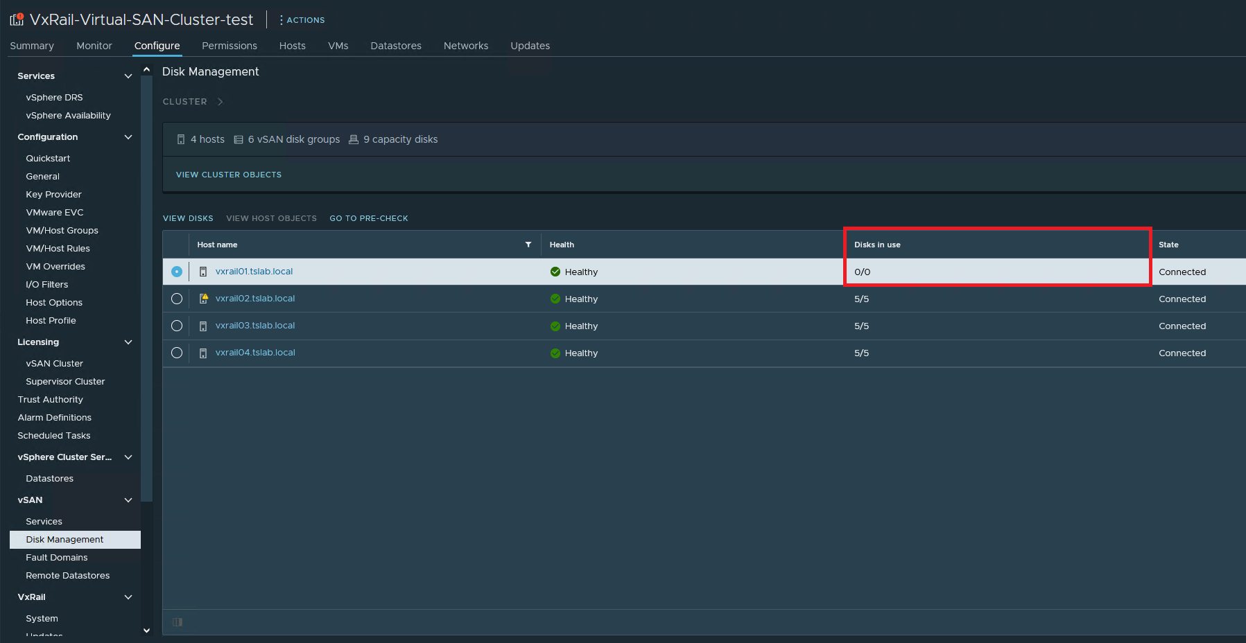 Screenshot of 0/0 disks in use