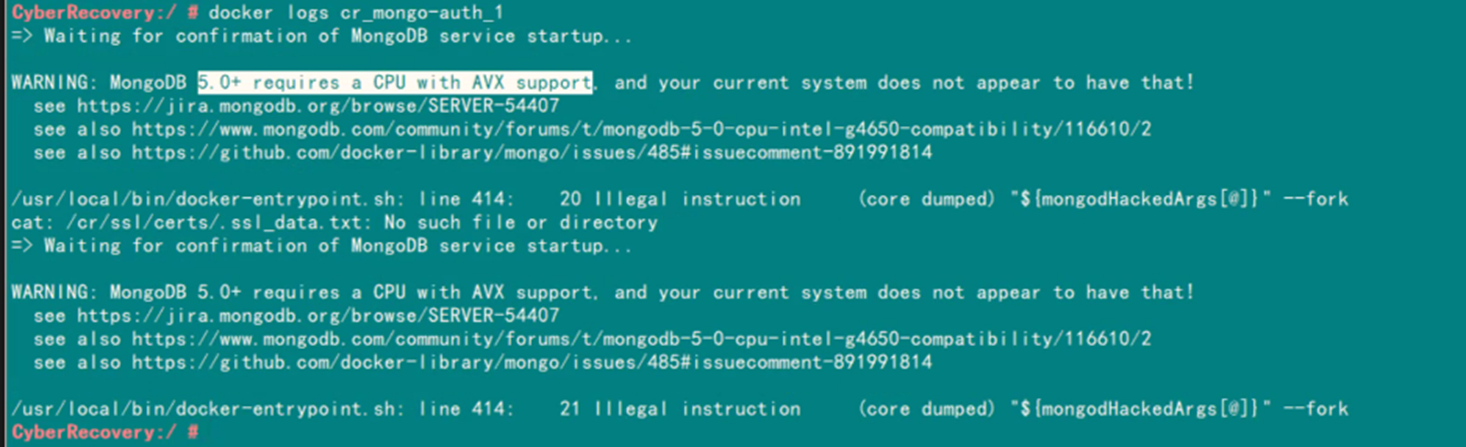 Kommandot docker logs cr_mongo-auth_1