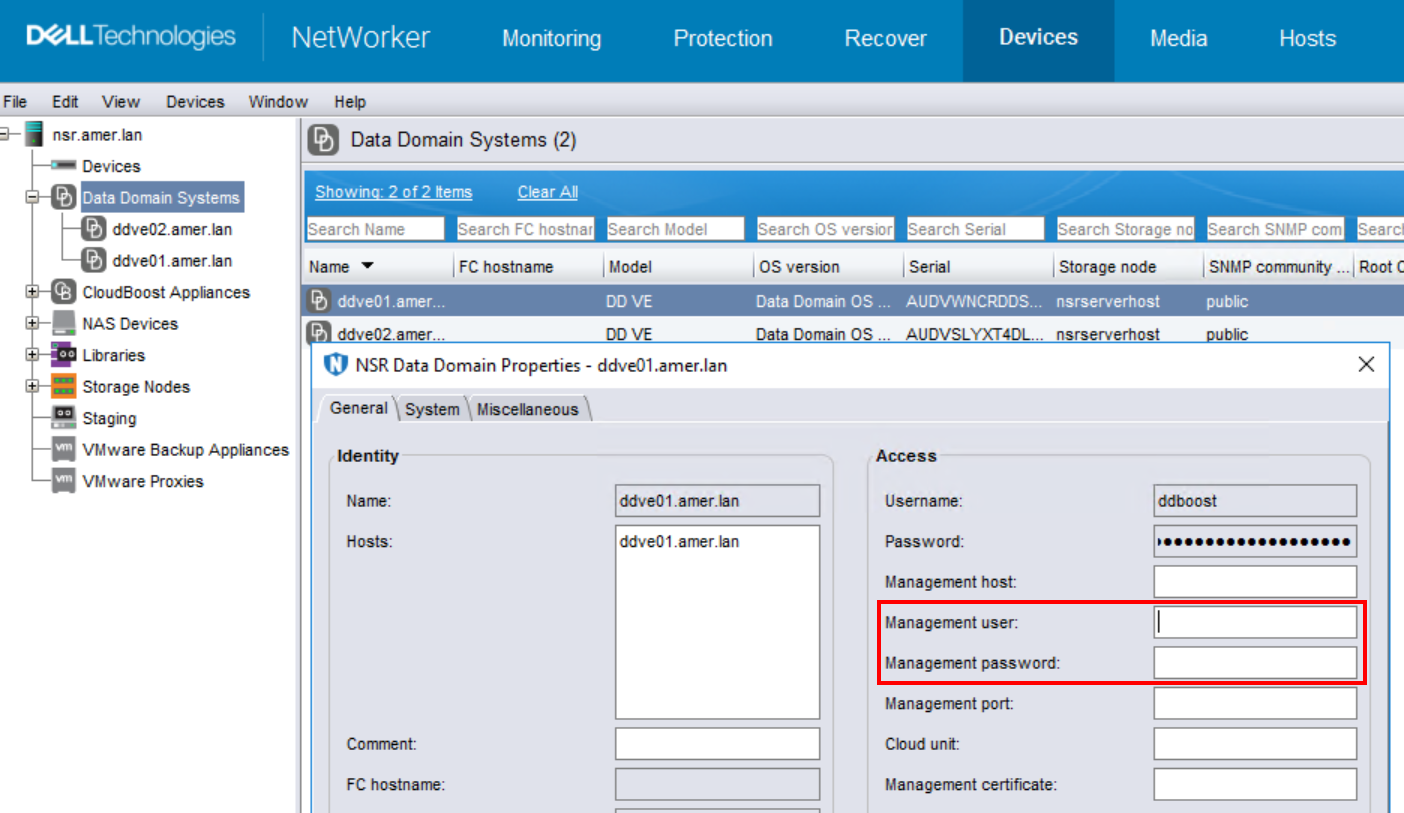 Empty management credentials