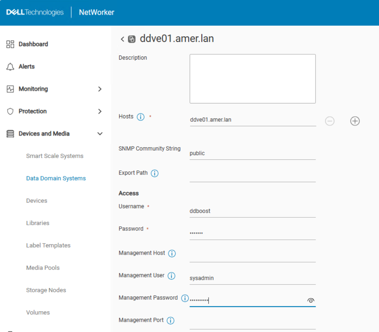 Management credentials in NWUI