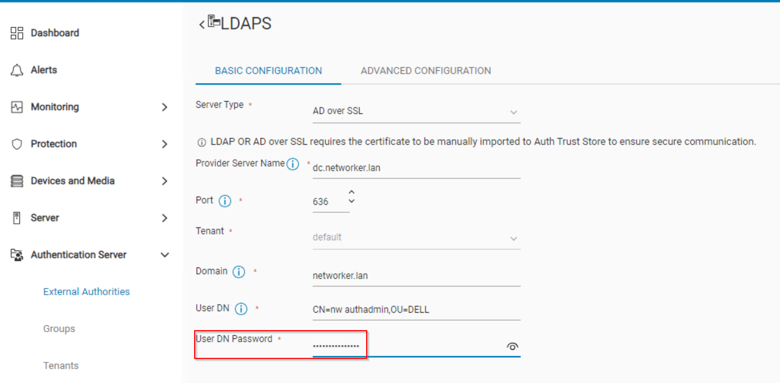 Updating the bind account password