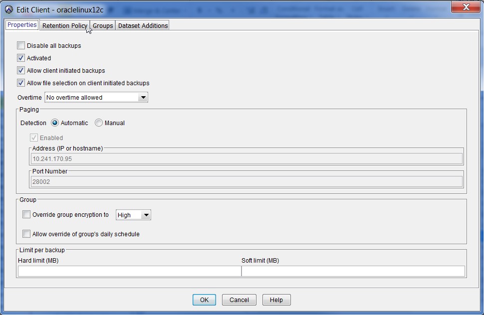 Avamar Veri Kümesi (İstemci Düzenleme) 