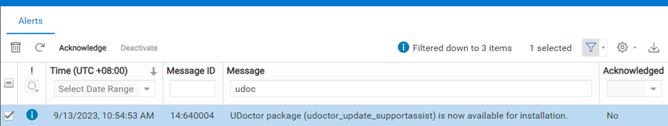 Снимок экрана нового пакета udoctor_update_supportassist