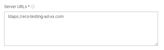 Pagina del provider di autenticazione dell'interfaccia utente ECS e modifica dell'FQDN dell'URL del server con il protocollo LDAPS