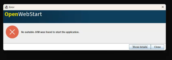 No suitable JVM