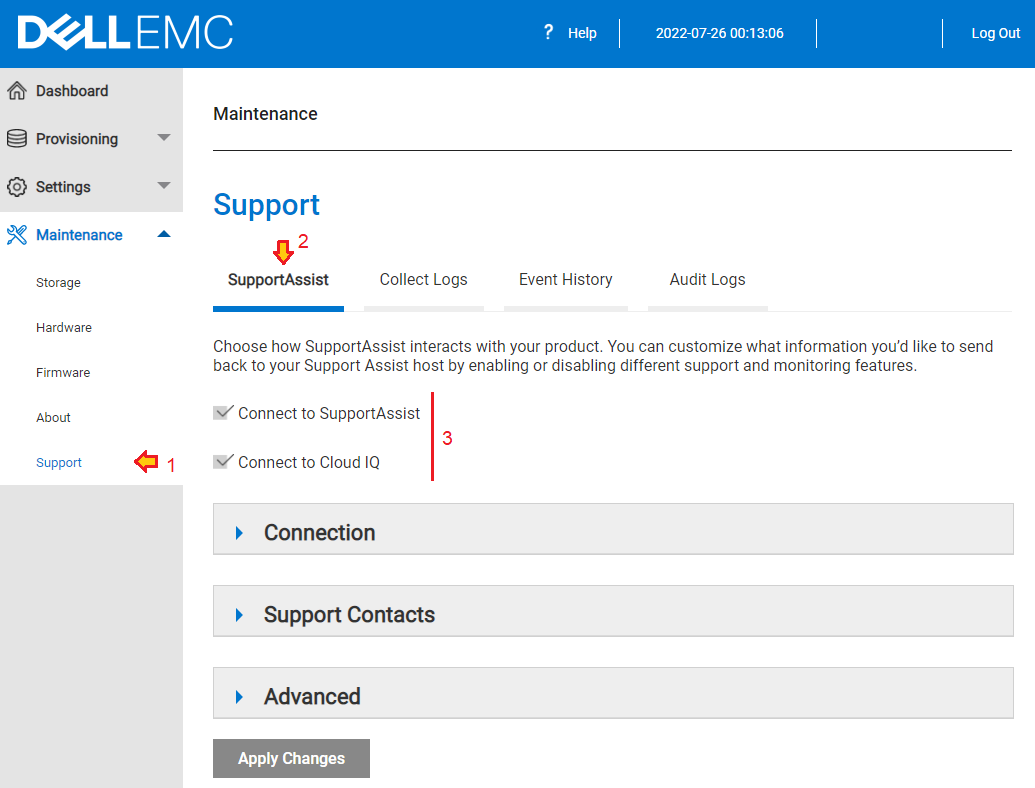 Ota CloudIQ käyttöön ME5-versioissa, jotka edeltävät ME5.1.2.1.0-versiota