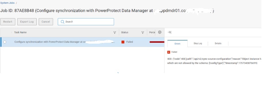 Error seen in system jobs