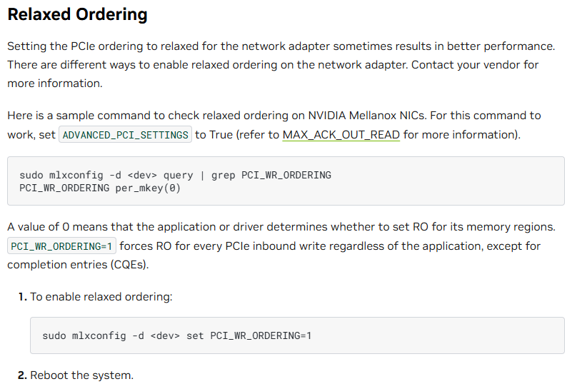 NVIDIA Relaxed Ordering