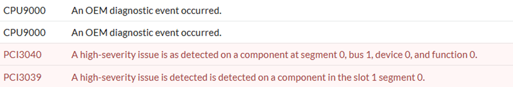 screenshot or error in SELlog