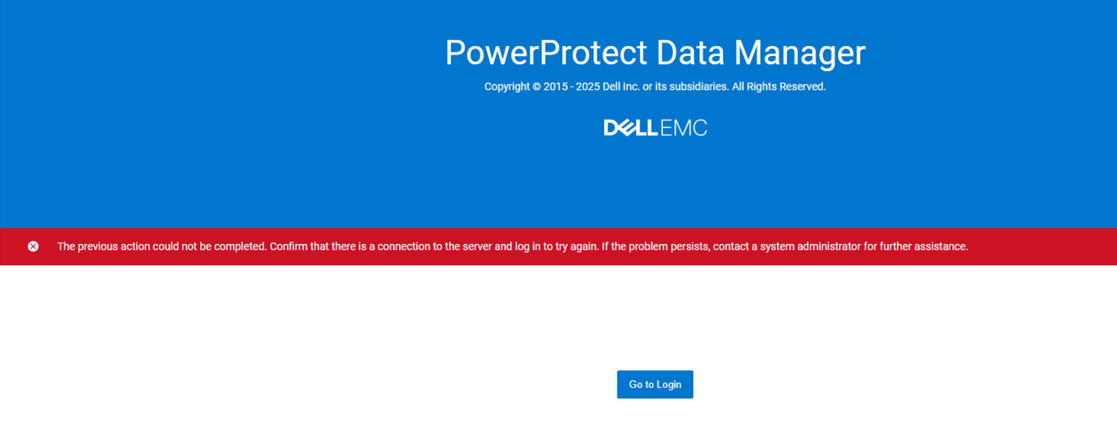 Message d’erreur sur l’interface utilisateur PPDM