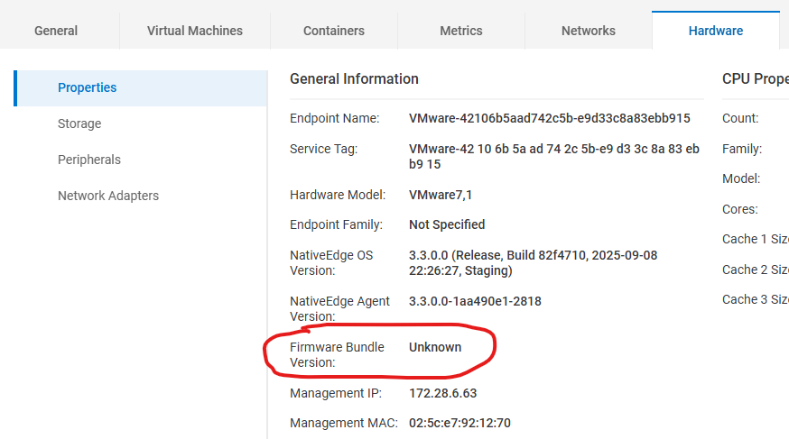 Versione firmware sconosciuta