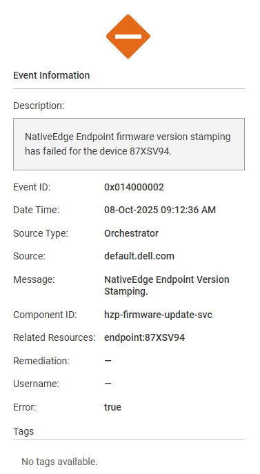 Ereignisfehler für Firmware wird nicht unterstützt