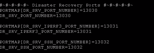 Výstup příkazu s příkladem portů
