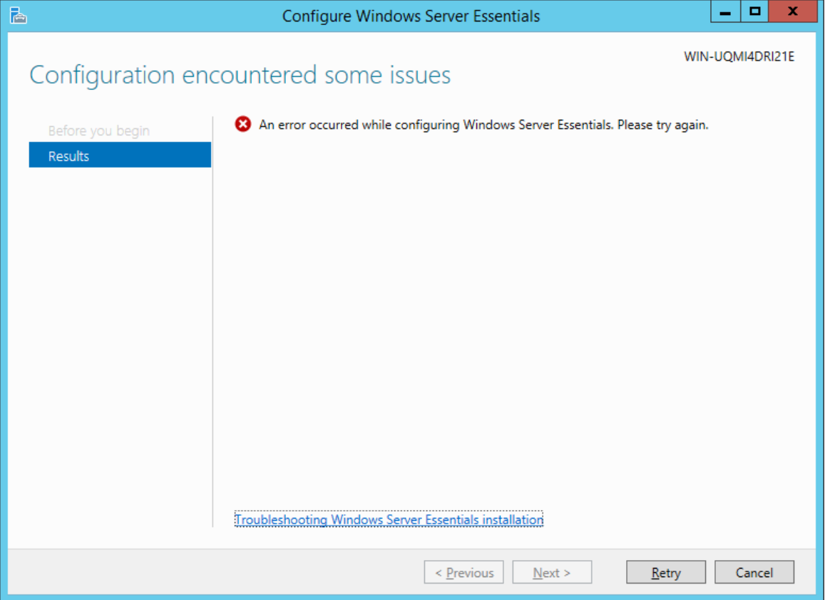 Schermafbeelding van foutmelding