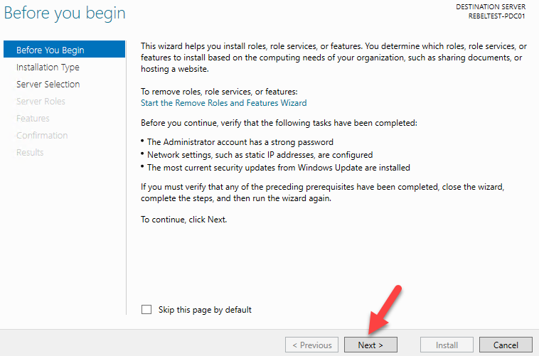 Wizard Functies toevoegen/verwijderen door op Volgende te klikken
