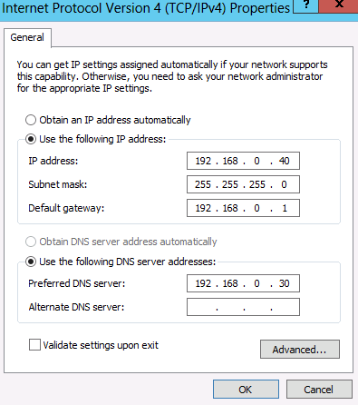 Vinduet Egenskaper for NIC IPv4