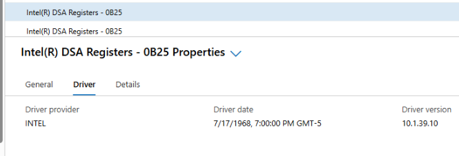 Device manager showing correct driver