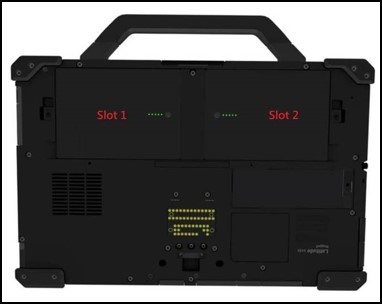 Rugged Latitude底面、デュアル バッテリー スロット