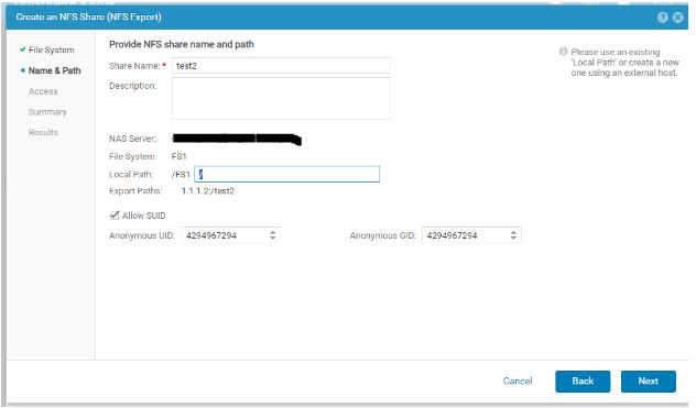 Udział NFS ze ścieżką lokalną