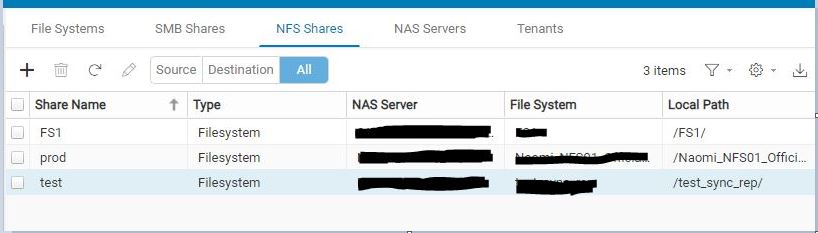 NFS共有を一覧表示します
