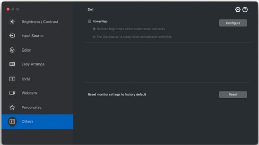 Dell Display and Peripheral Manager Power Conservation through PowerNap settings