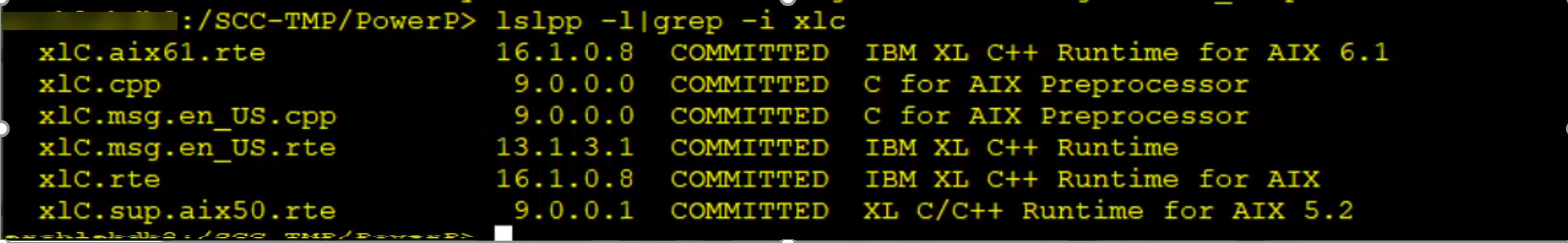Esempio di output del comando LSLPP