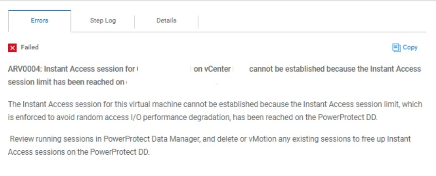 錯誤訊息與錯誤代碼 ARV0004 的螢幕擷取畫面