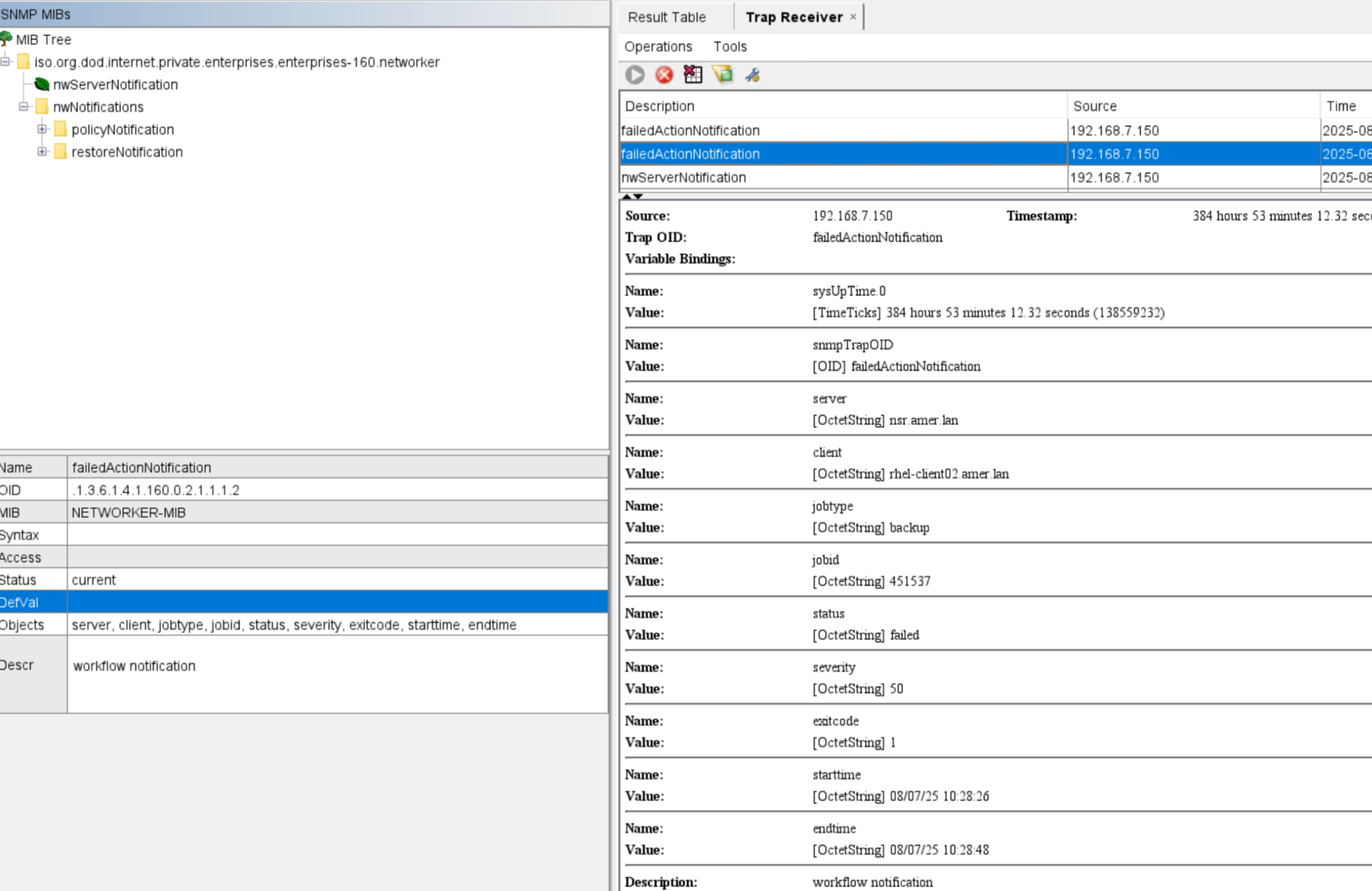 iReasoning MIB 中的 failedActionNotication 範例