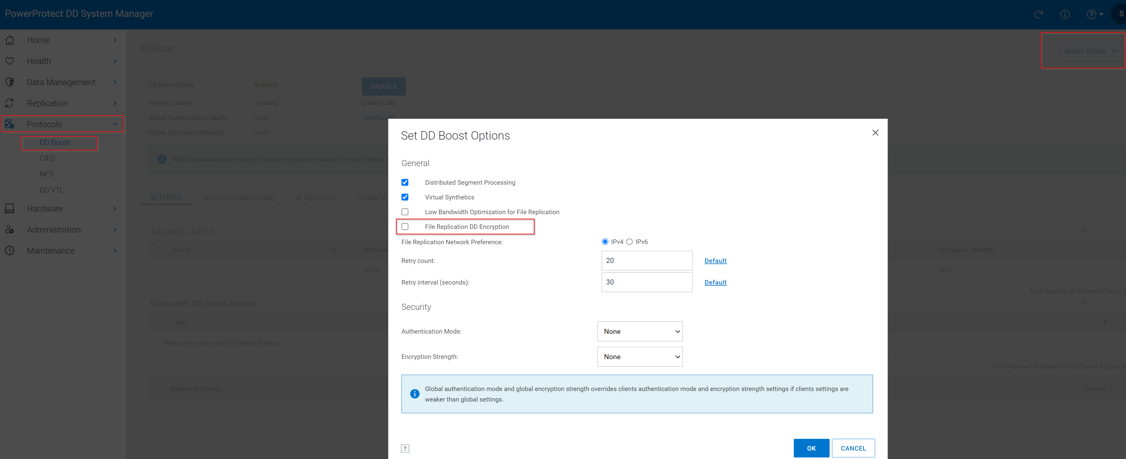 Replicación de archivosDDEncryption