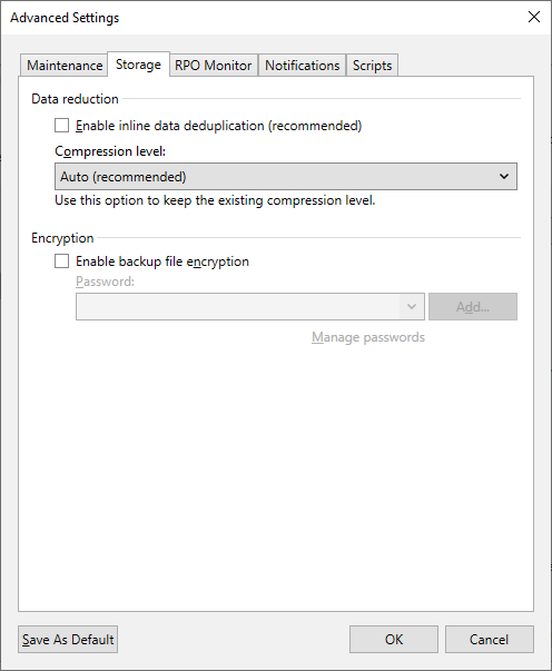 Festlegen des Ziels Datenreduzierung, Komprimierungslevel und Speicheroptimierung