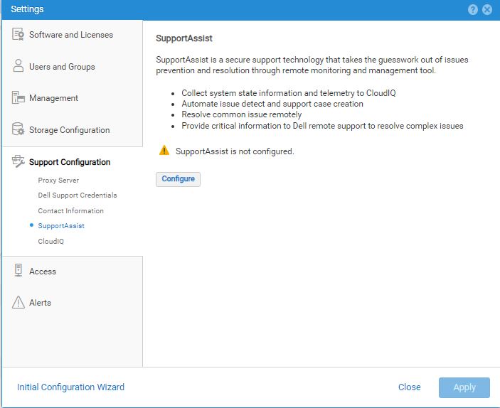 Startseite von SupportAssist