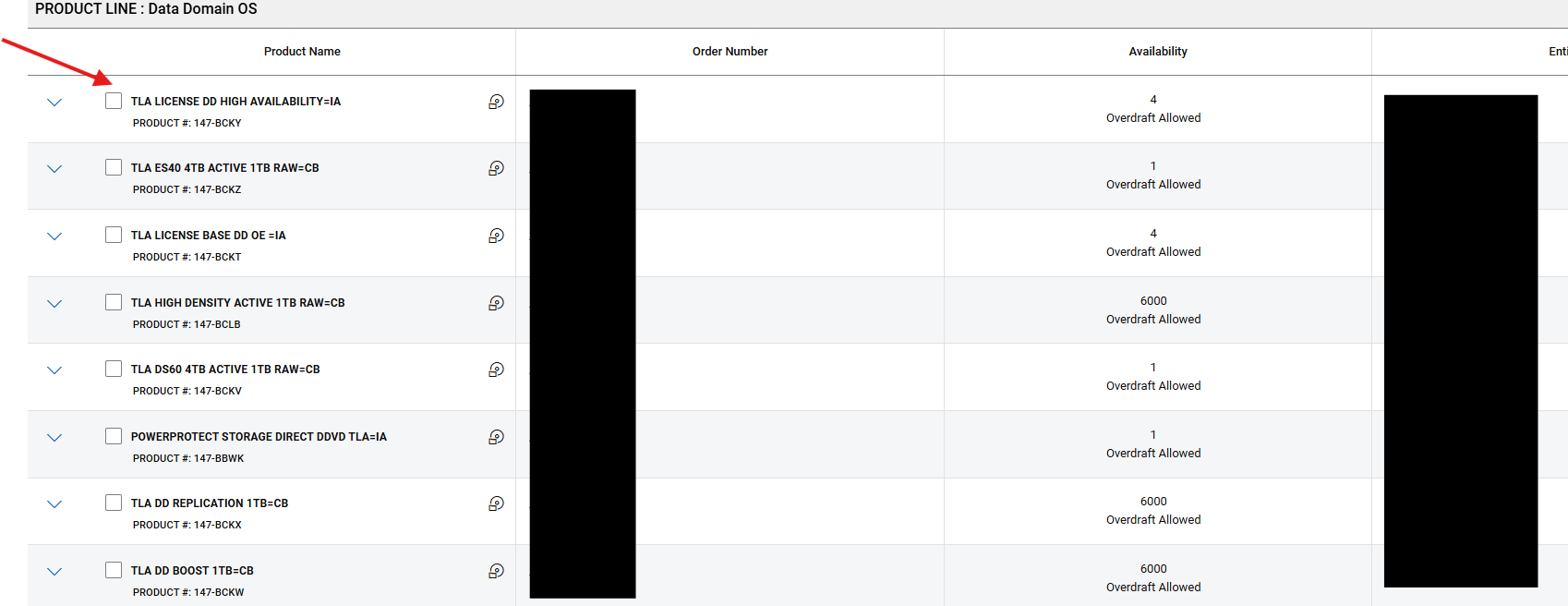 SLC에서 활성화를 위한 사용 권한 선택