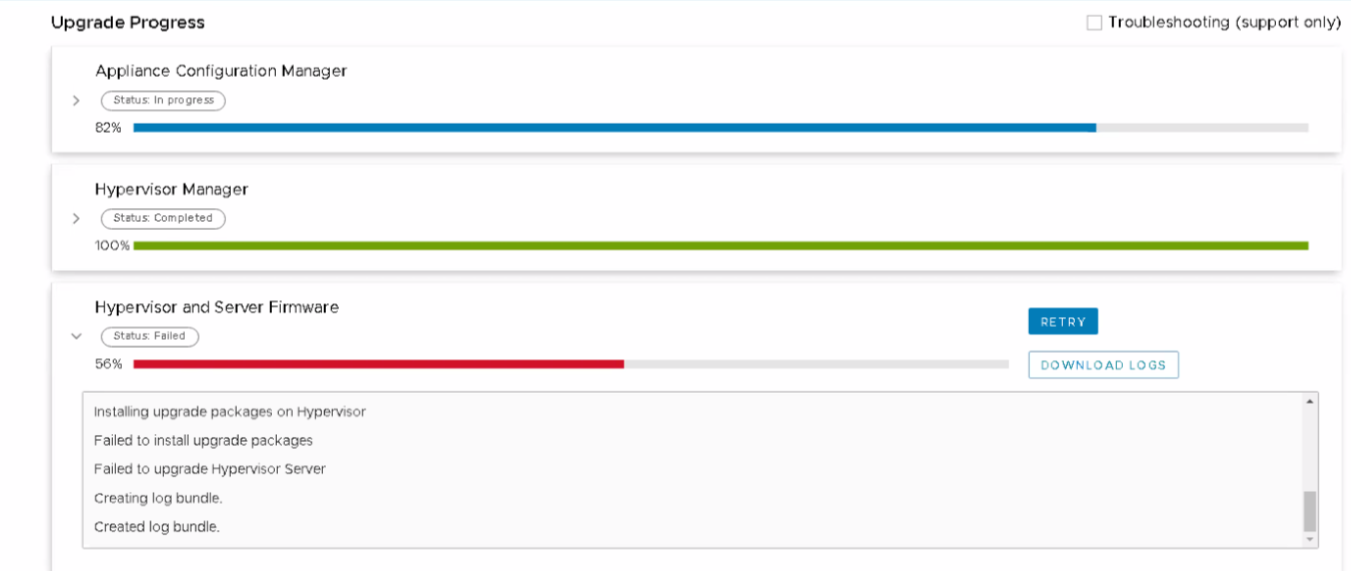 アップデートの進行状況