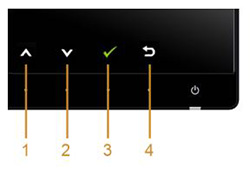 Botones de navegación del panel frontal en el monitor U2415