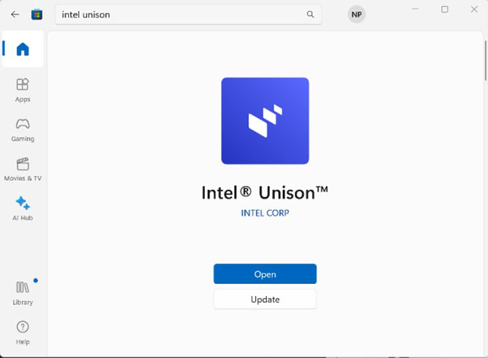 Microsoft Store Intel Unison Screenshot