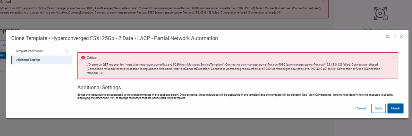 clone template critical error message