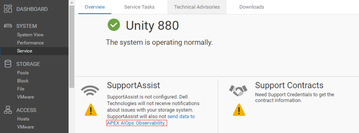 Pantalla de inicio de SupportAssist