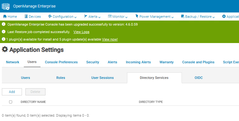 Directory configuration window missing LDAP configuration.