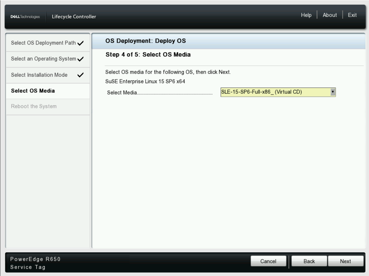 Fonte de mídia do SO de Select Media