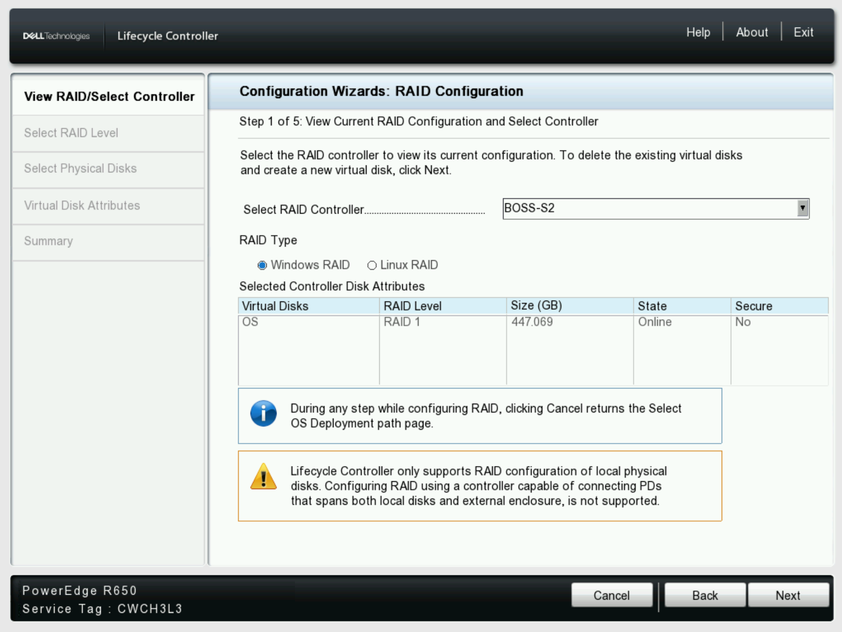 vælg RAID-controlleren