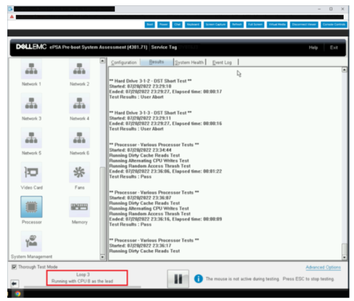 Test runs in loop to stress test CPU