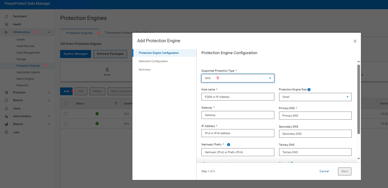 Adding a protection engine also know as NAS proxy