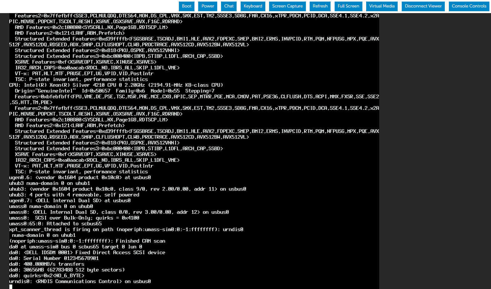 Connectez-vous à vConsole ou à un moniteur pour rechercher le message d’erreur
